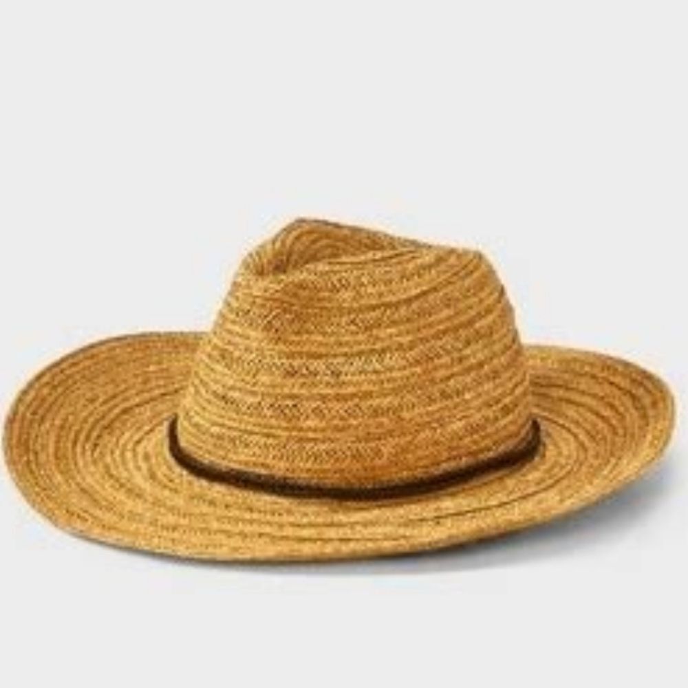 🆕️🤠Universal Thread Straw Western Boater Hat, Tan - L/XL